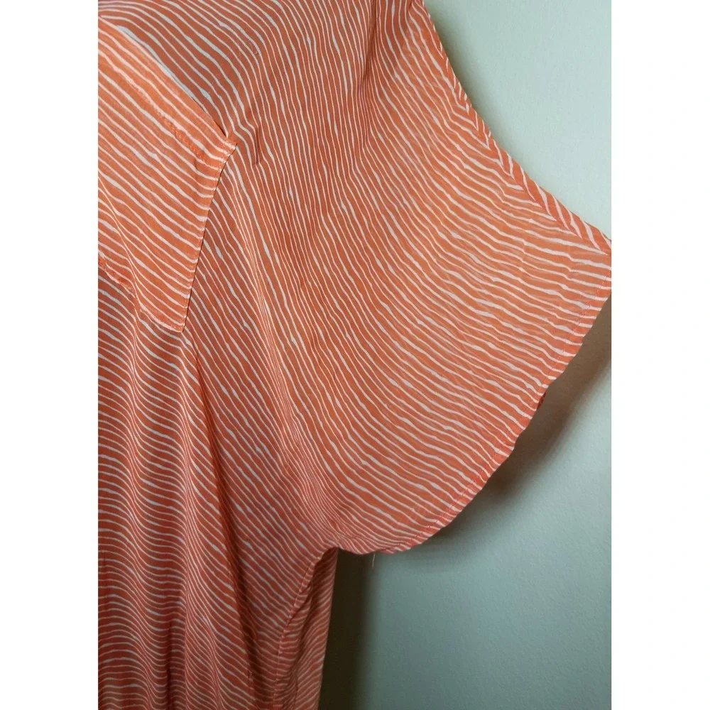 Torrid Plus Sz 3 Orange Semi Sheer Stripe Short Sleeve Blouse Retro Coastal Boho